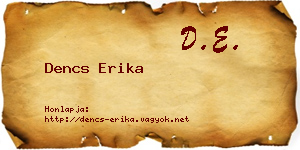 Dencs Erika névjegykártya